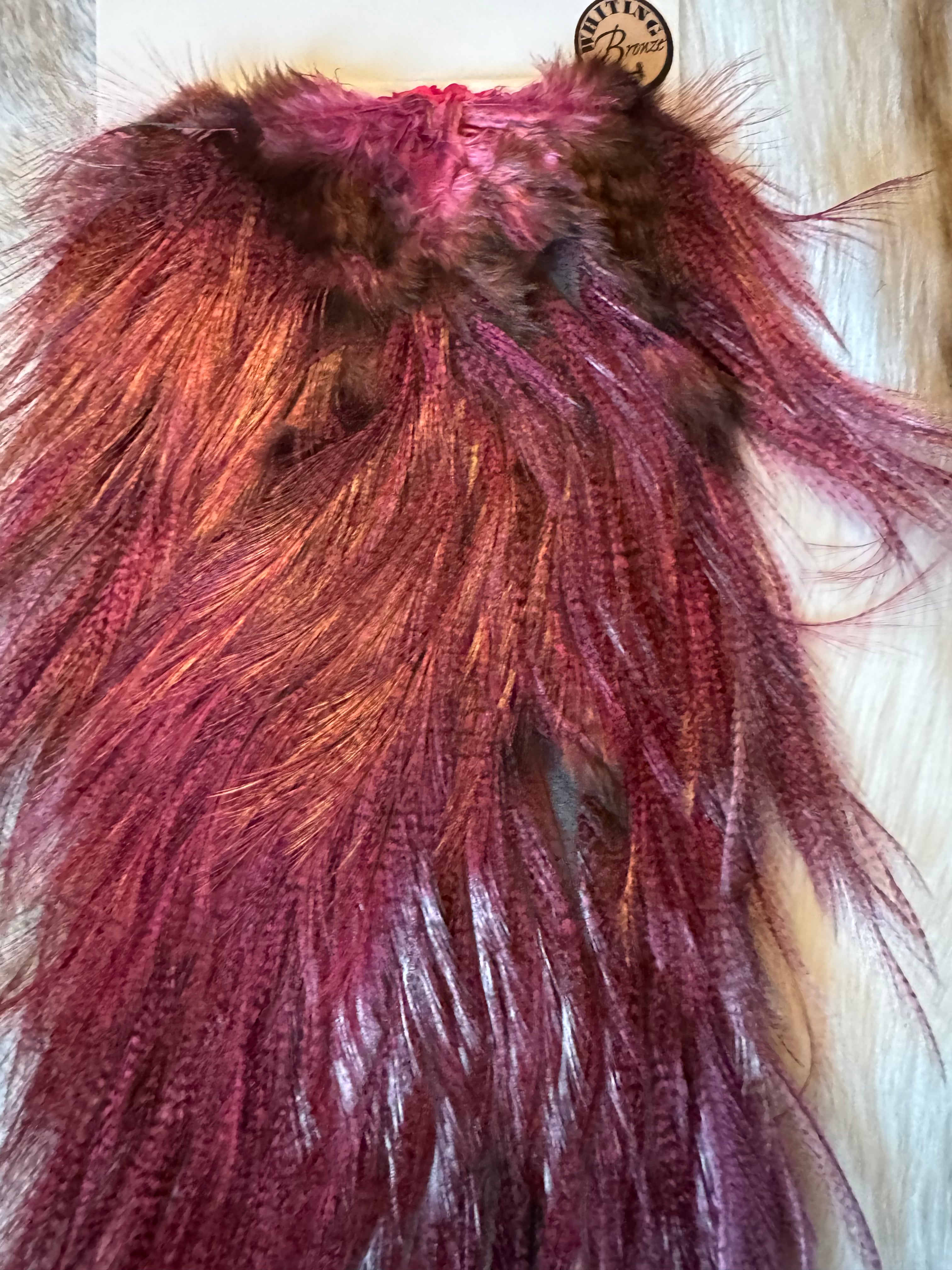 Whiting Capes - COQ DE LEON - Rooster Saddle (Bronze) - Badger Dyed Pink