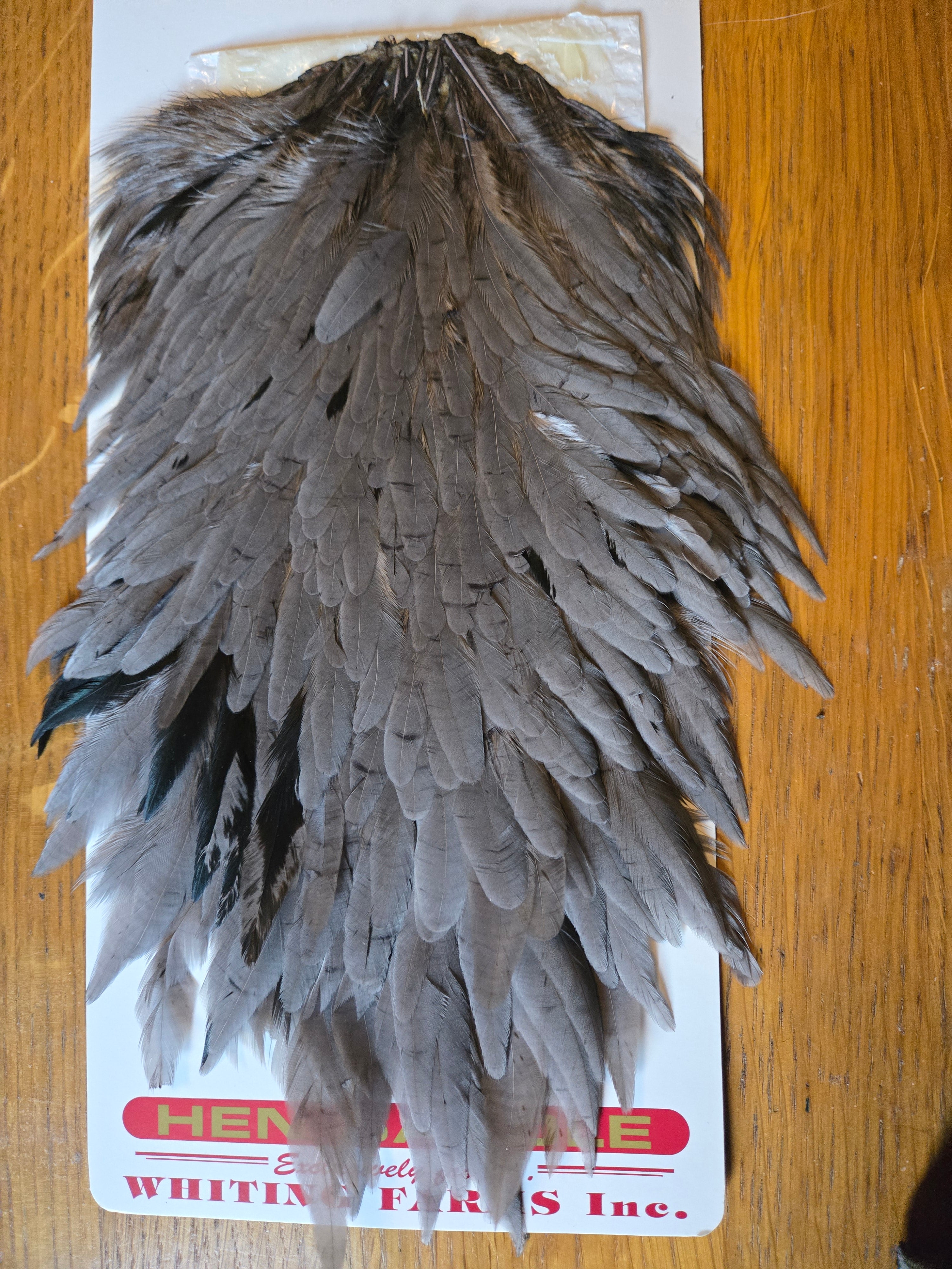 Whiting Wet Fly Hackle - Hen Saddle - Dark Dyed Dun (2)