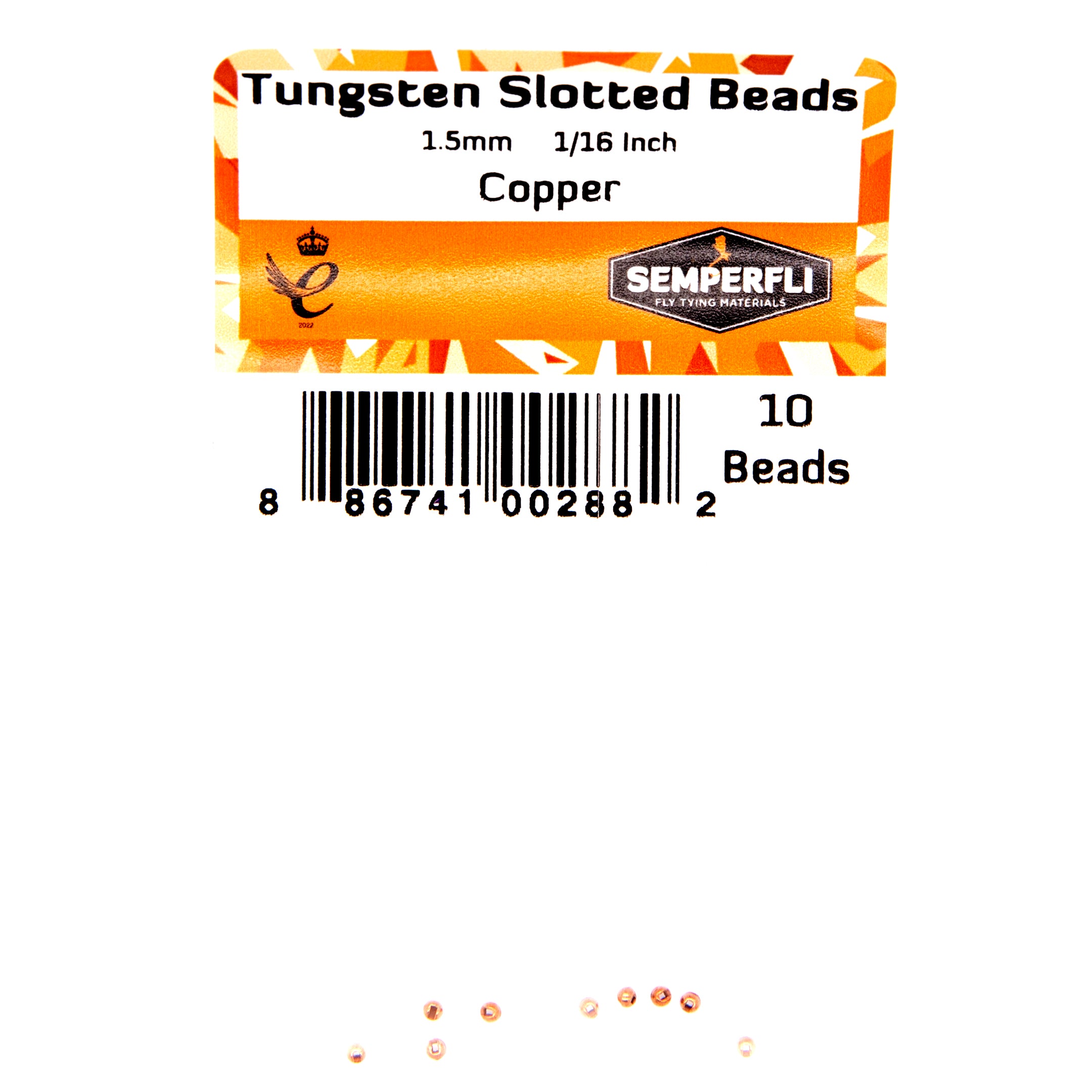 Semperfli Tungsten Slotted Beads 1.5mm (1/16inch)