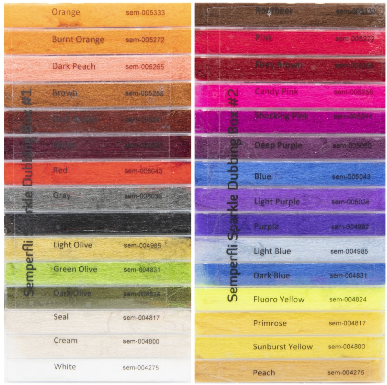 Semperfli Sparkle Dubbing Dispenser Full Range (2 Boxes, 30 Dubbings)