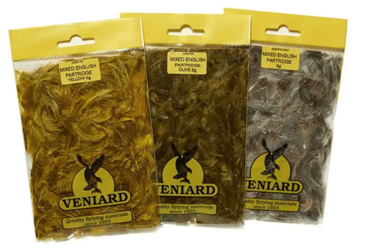 English Partridge Grey Neck Hackles - Dyed 1g